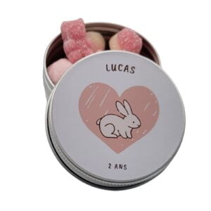 Contenant Dragées Personnalisé Lapin et Cœur